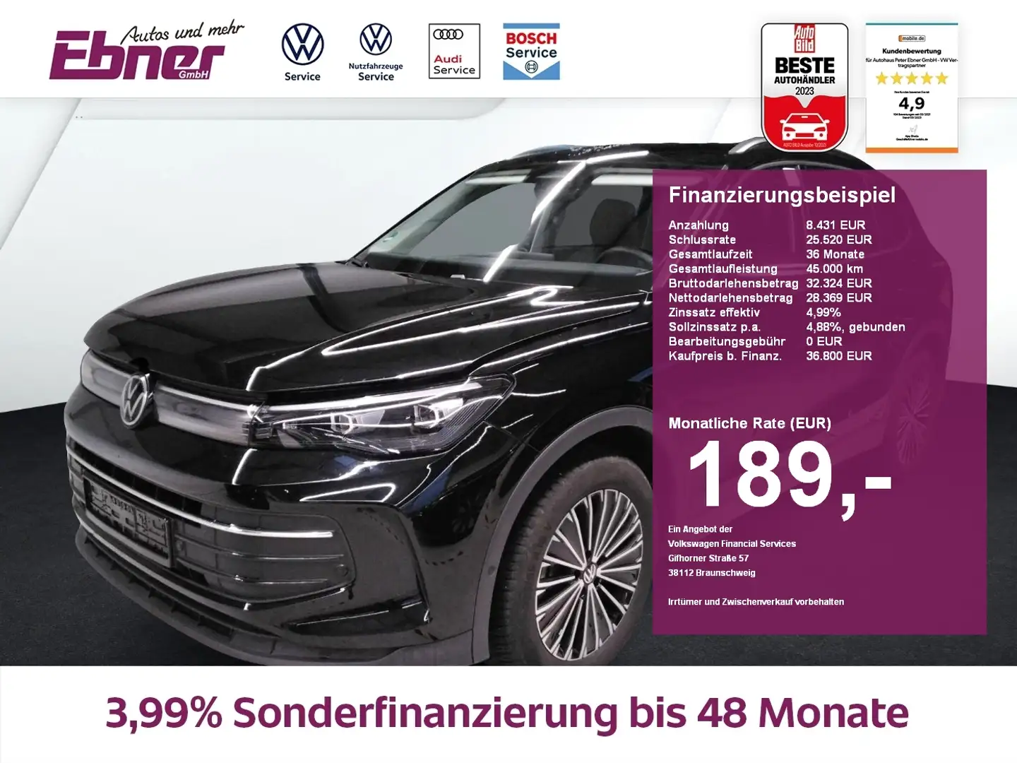 Volkswagen Tiguan LIFE 2.0TDI DSG AHK+ACC+LED+NAVI+SITZHZG+18 ALU! Schwarz - 1
