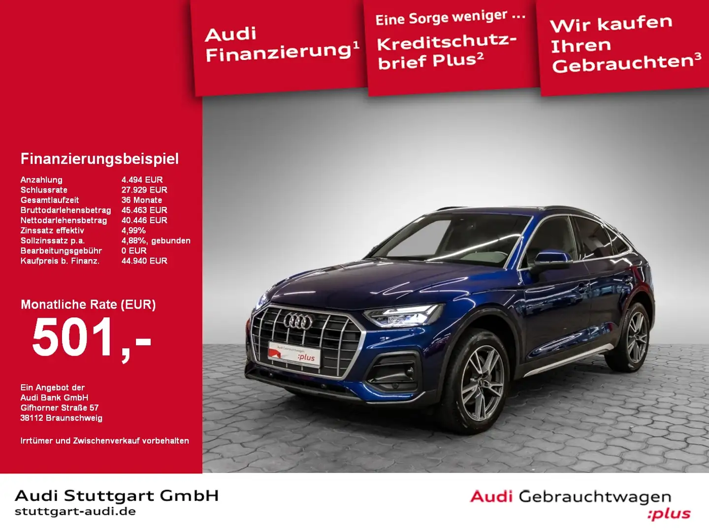Audi Q5 Sportback 40 TFSI qu advanced S line LED virtC Blau - 1