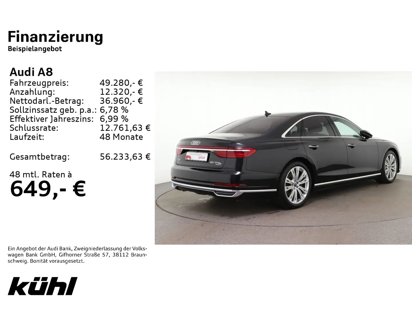 Audi A8 60 TFSI e Q Tip Luft HD Matrix 360° B&O HuD P Schwarz - 2