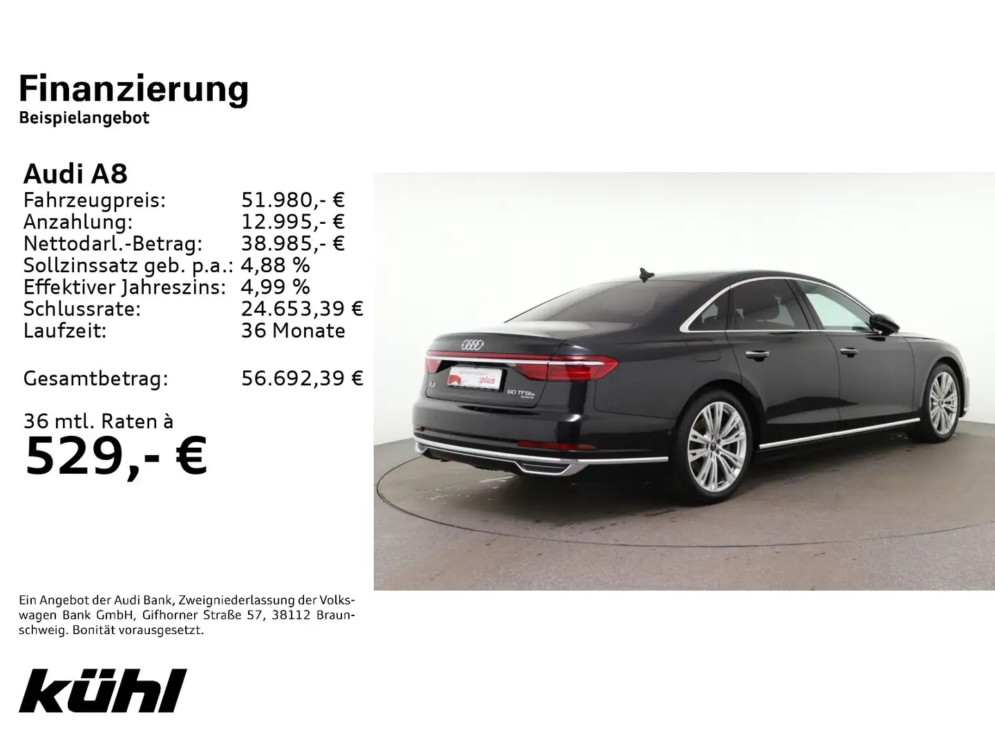 Audi A8 60 TFSI e Q Tip Luft HD Matrix 360° B&O HuD P Schwarz - 2
