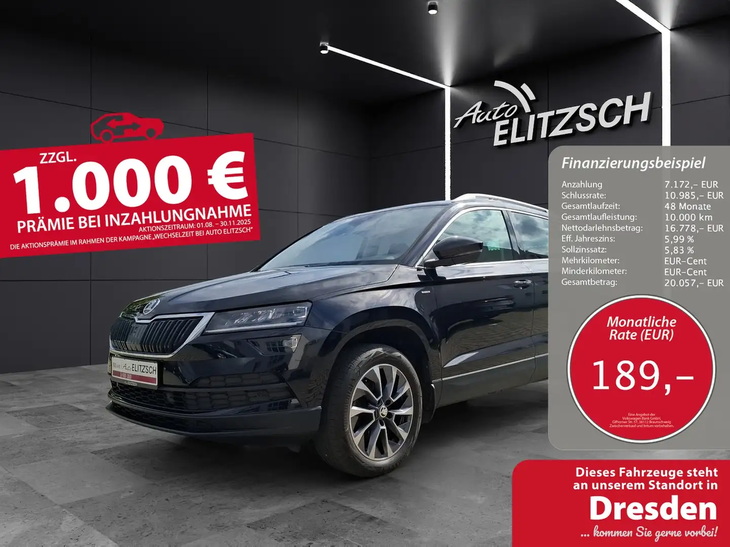 Skoda Karoq TSI Drive-125 DSG LED Navi AID ACC RFK SH Schwarz - 1