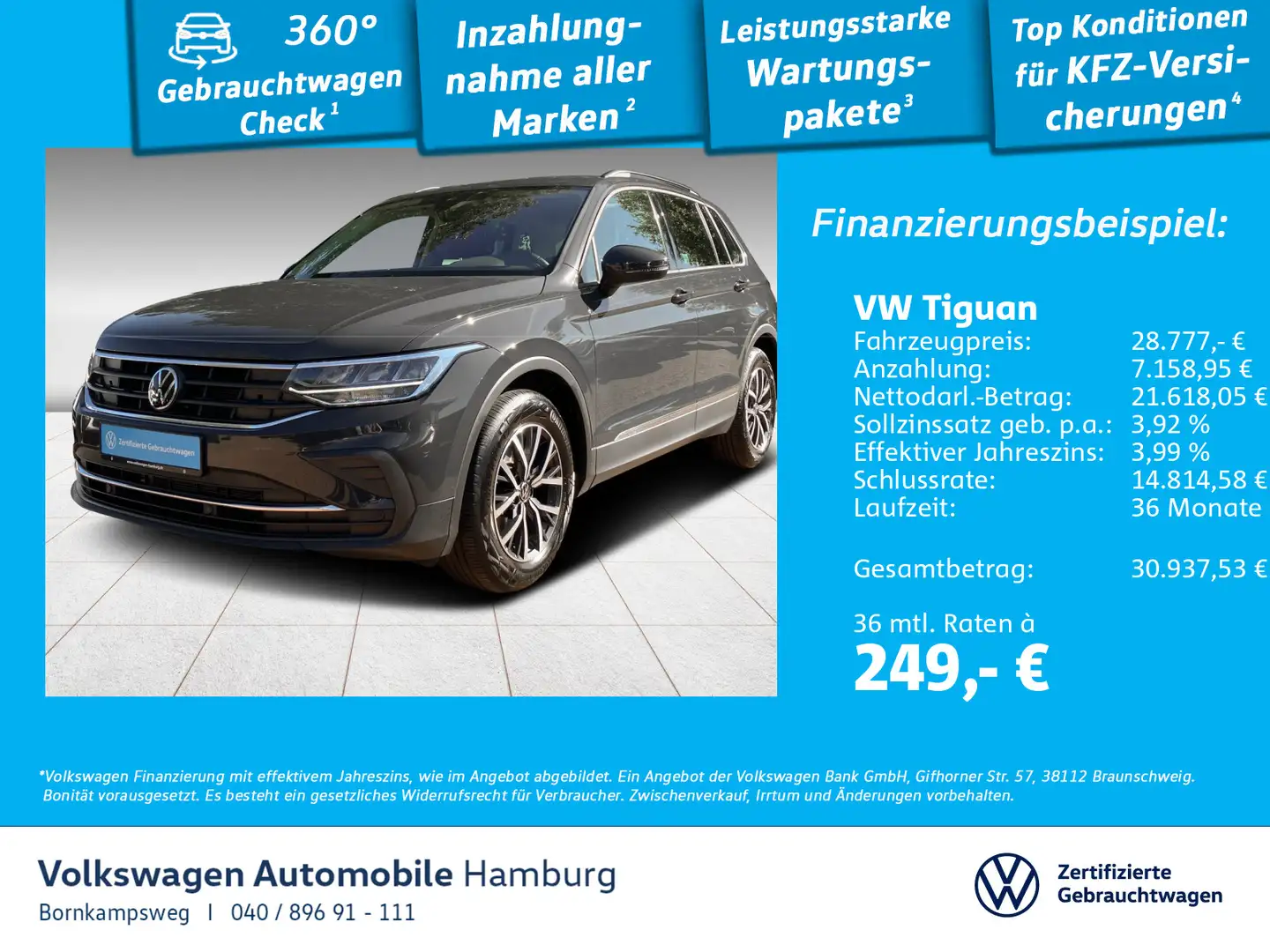 Volkswagen Tiguan 1.5 TSI Life DSG Navi Sitzhzg LED ACC Gris - 1
