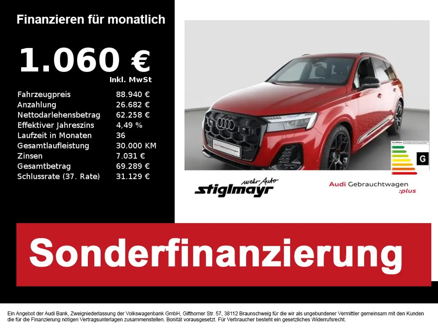 Audi Q7 S-line 50 TDI AHK+B&O+HD-MATRIX+PANO+STANDHZG Rosso - 1