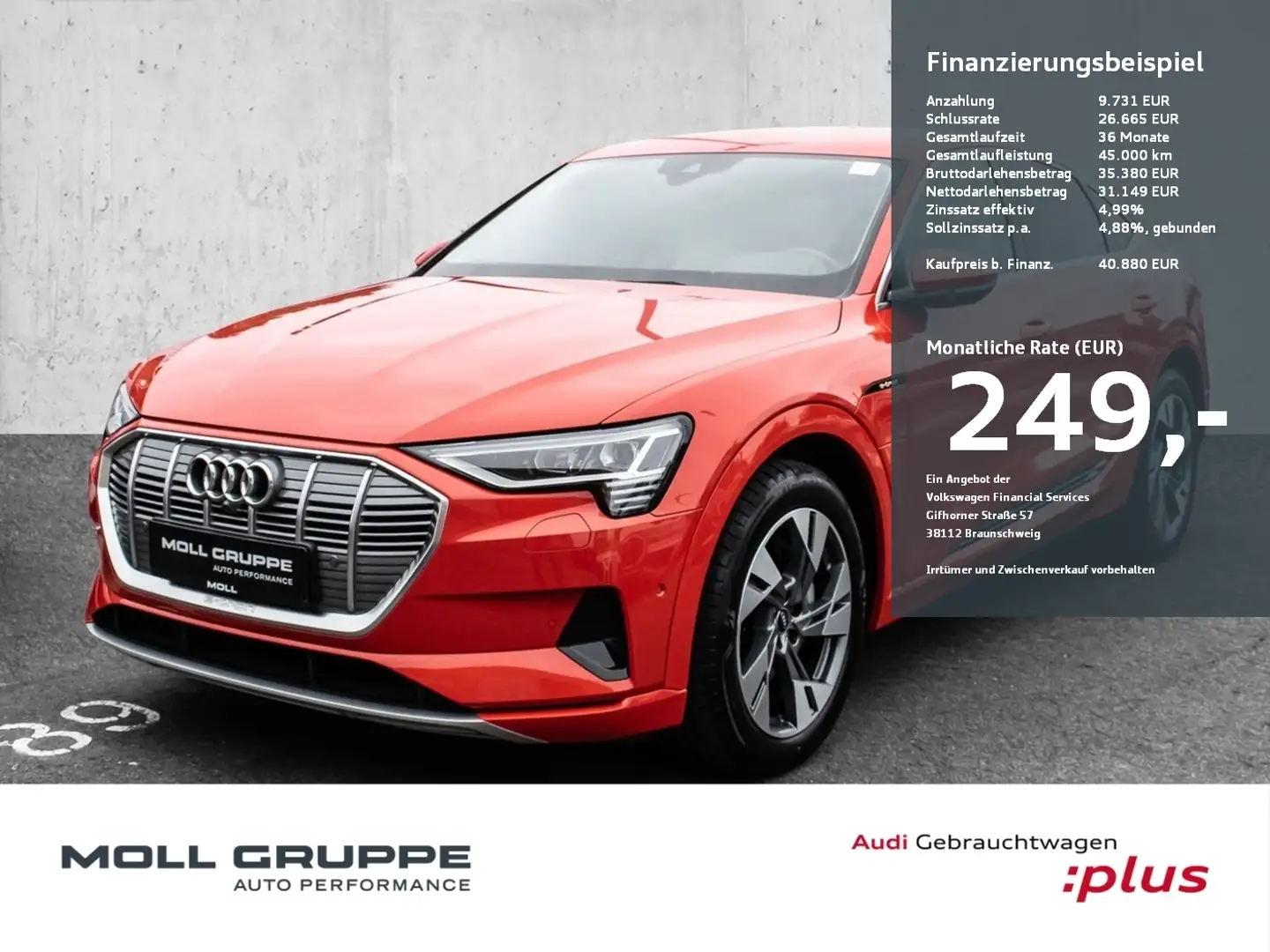 Audi e-tron Sportback advanced 50 quattro 230 kW Rot - 1