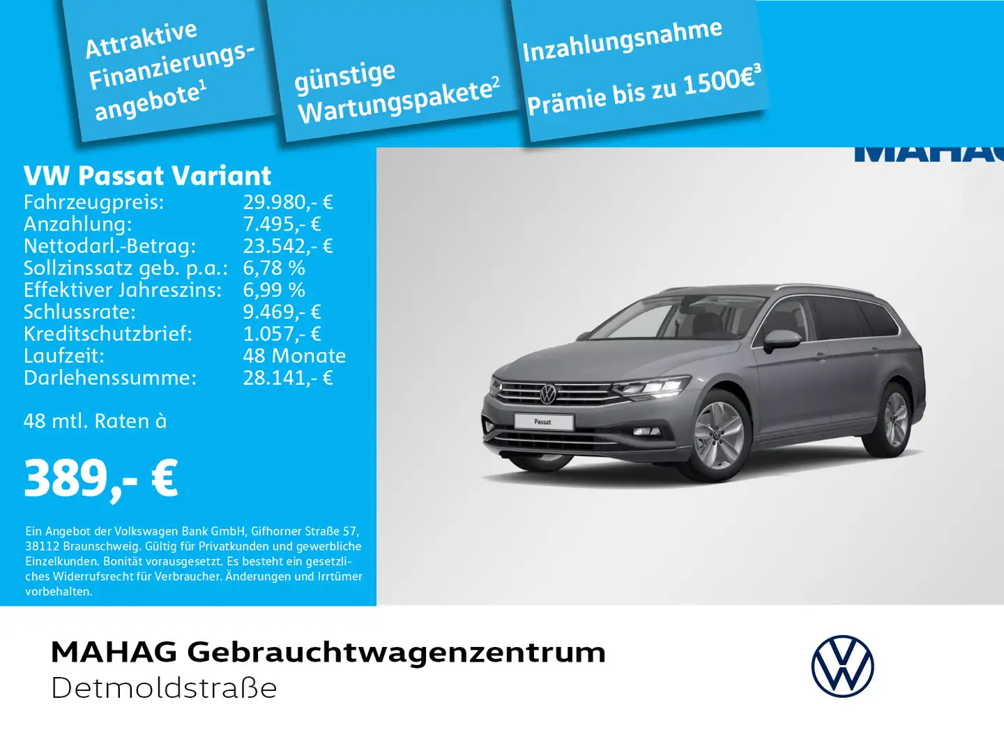 Volkswagen Passat Variant 2.0 TDI 4Mot. Business Navi LED K Grau - 1