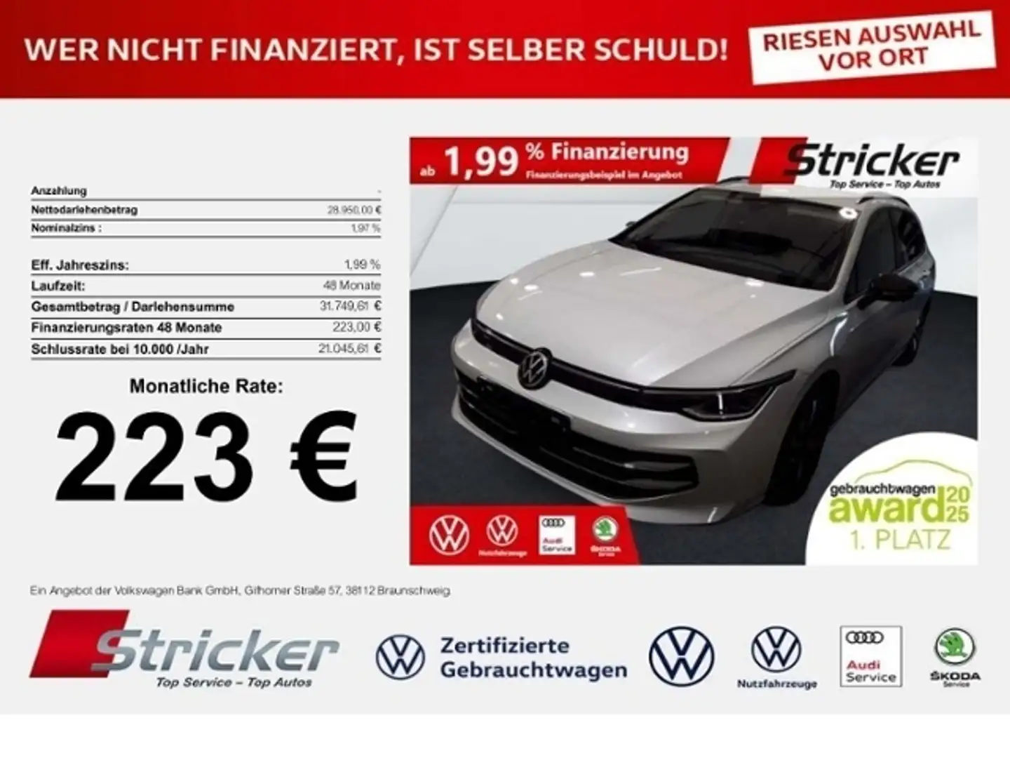 Volkswagen Golf Variant Variant Goal 2.0TDI DSG 223,-ohne Anzahlung Navi Blanc - 1