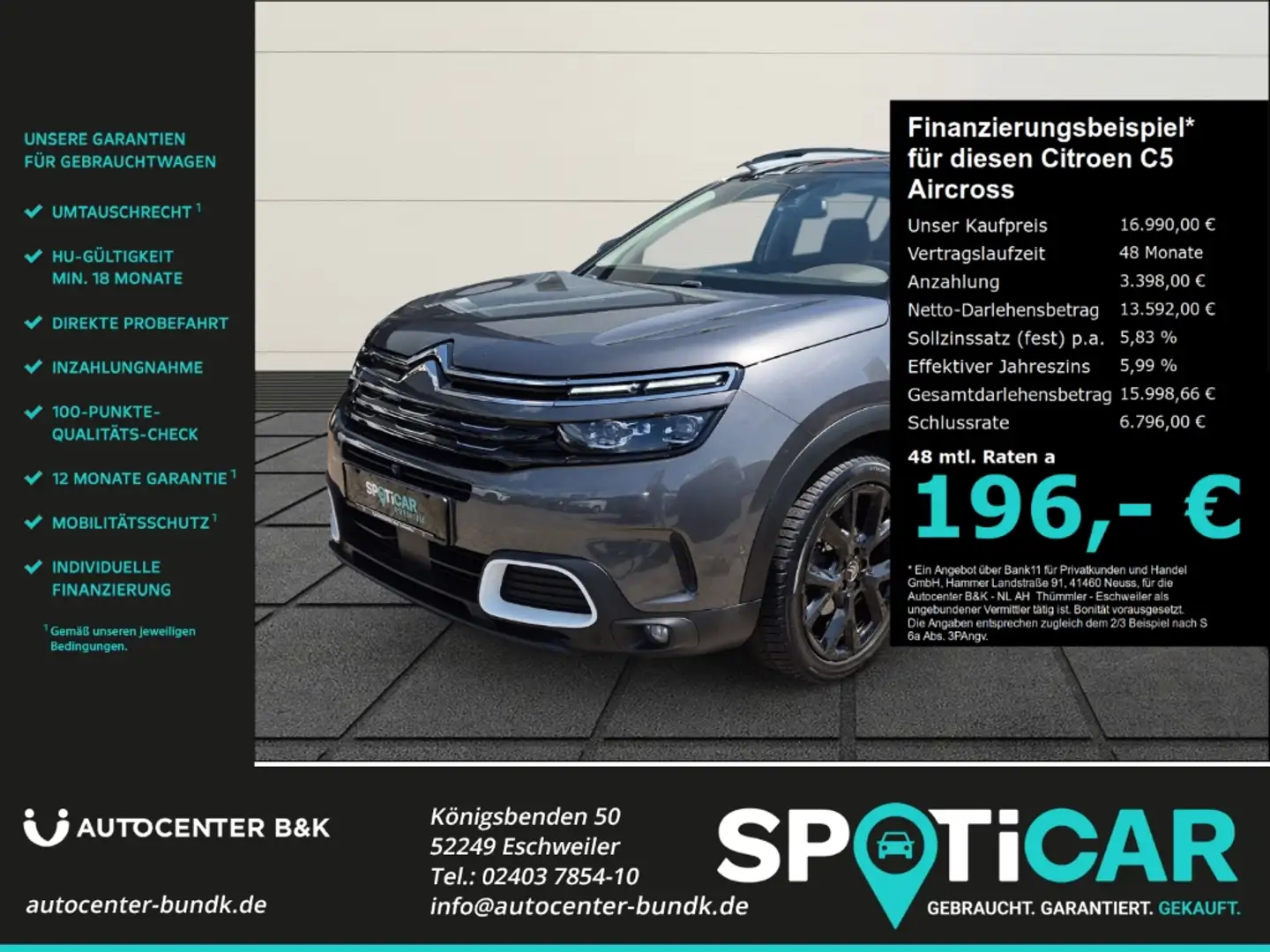 Citroen C5 Aircross Pure Tech 180 EAT8 SHINE Schiebedach 360° Kamera A Grau - 1