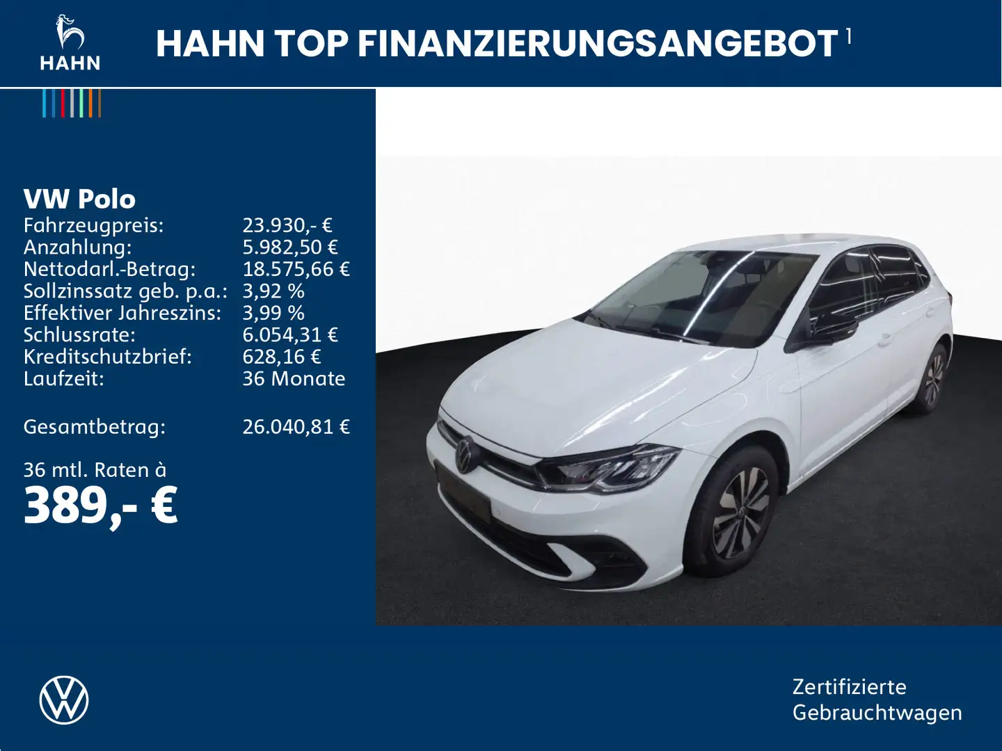 Volkswagen Polo 1.0TSI DSG Goal ACC AHK Cam LED Navi SHZ Weiß - 2