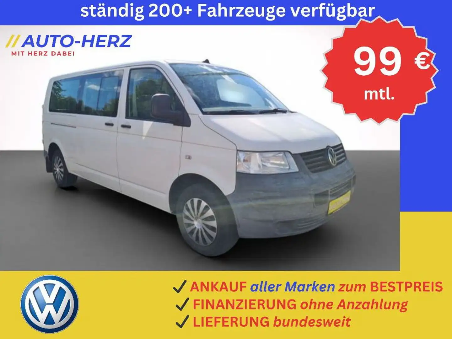 Volkswagen T5 Kombi Bus lang*8-SITZE+KLIMA+AHK* Grau - 1