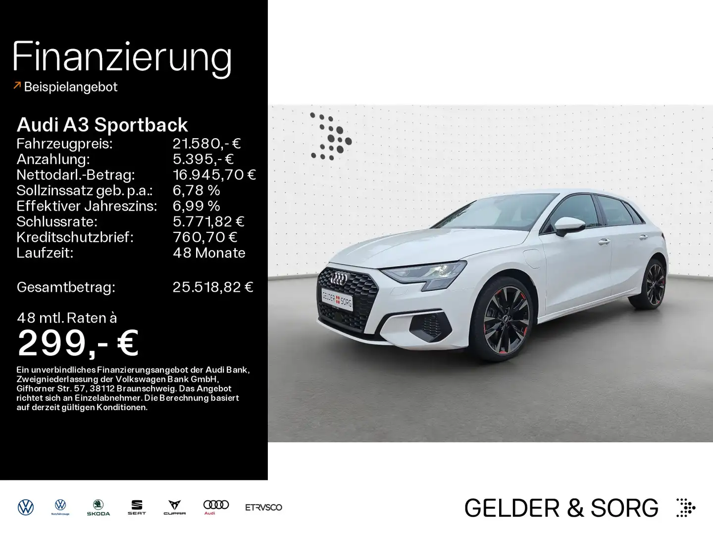 Audi A3 40 TFSIe LED|Virtual|GRA|DAB|RFK Weiß - 1