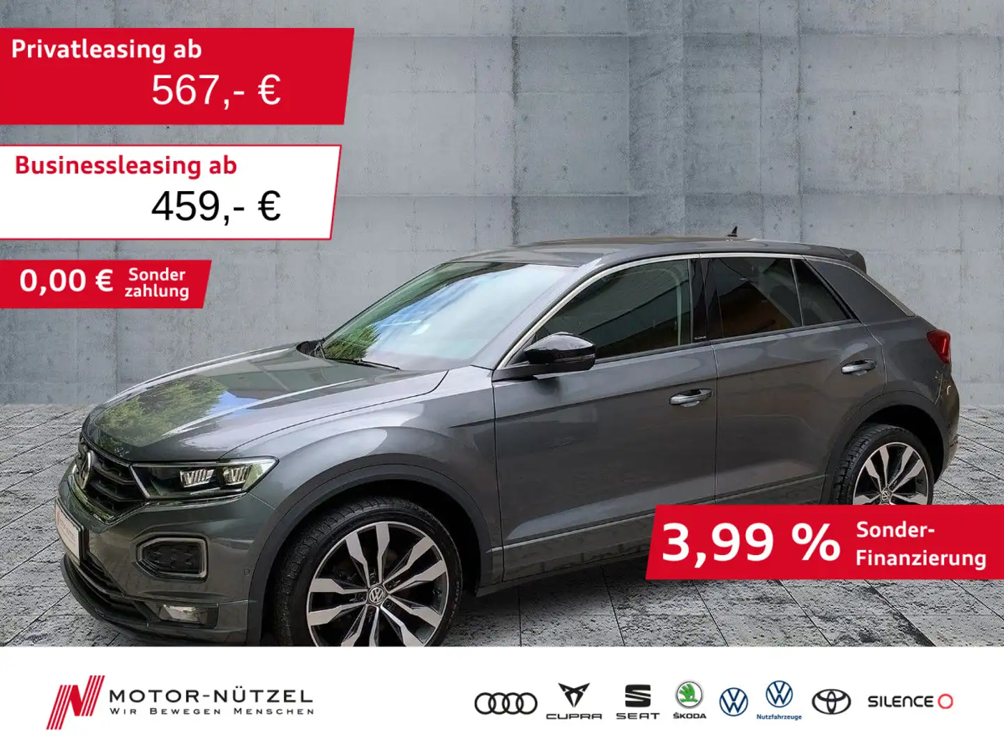 Volkswagen T-Roc 1.5 TSI DSG R-LINE LED+NAV+APP+ACC+SHZ+RFK Grau - 1