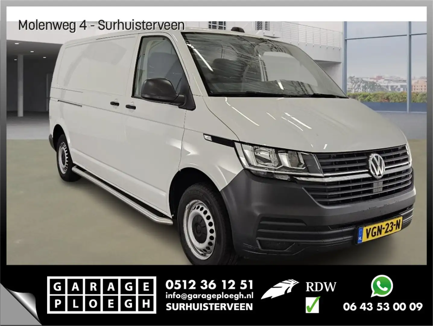 Volkswagen T6.1 Transporter 2.0 TDI L2H1 Navi Airco Cruise Sidebars 1Eigenaar Blanc - 1