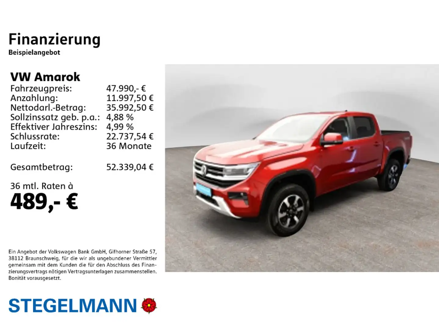 Volkswagen Amarok DC 3.0 TDI 4Mot. Automatik Style Matrix/A Rot - 2