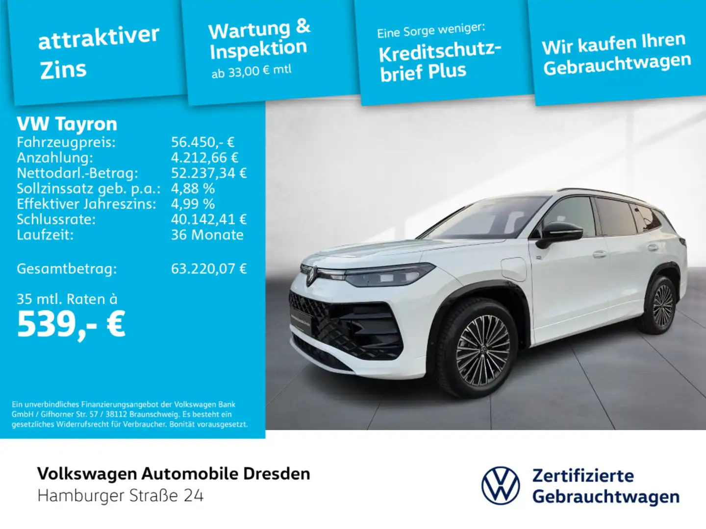 Volkswagen Tayron R-Line 1.5 eHybrid OPF 6-Gang-DSG Weiß - 1