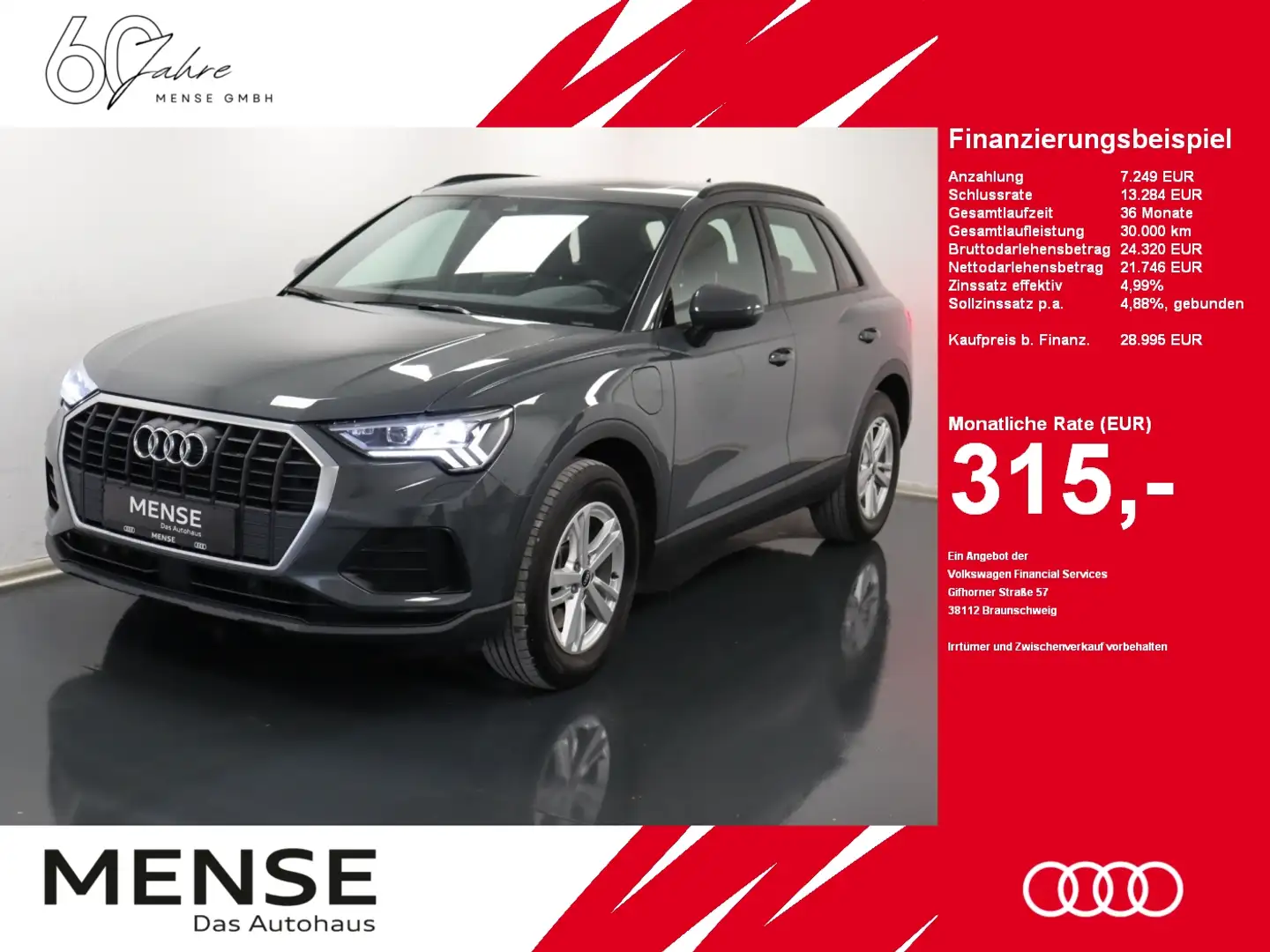 Audi Q3 45 TFSI e S tronic |Matrix|Pano|CarPlay|SpurH Grau - 1