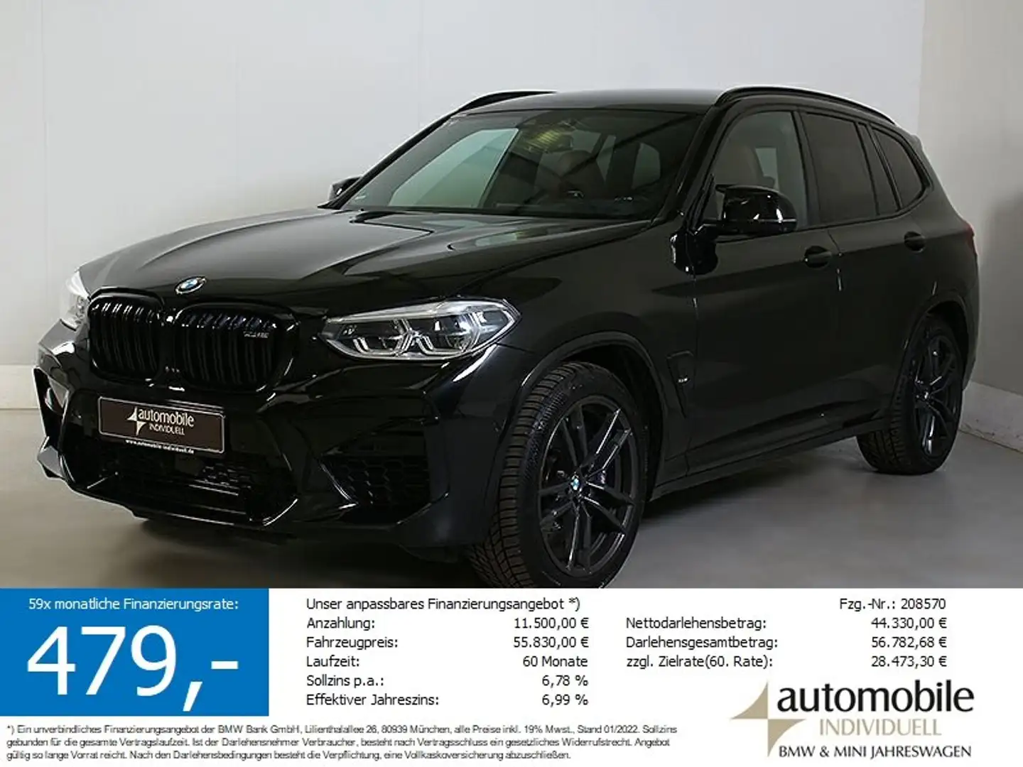 BMW X3 M Competition H&K LiveCockpit HuD AHK ACC Чёрный - 1