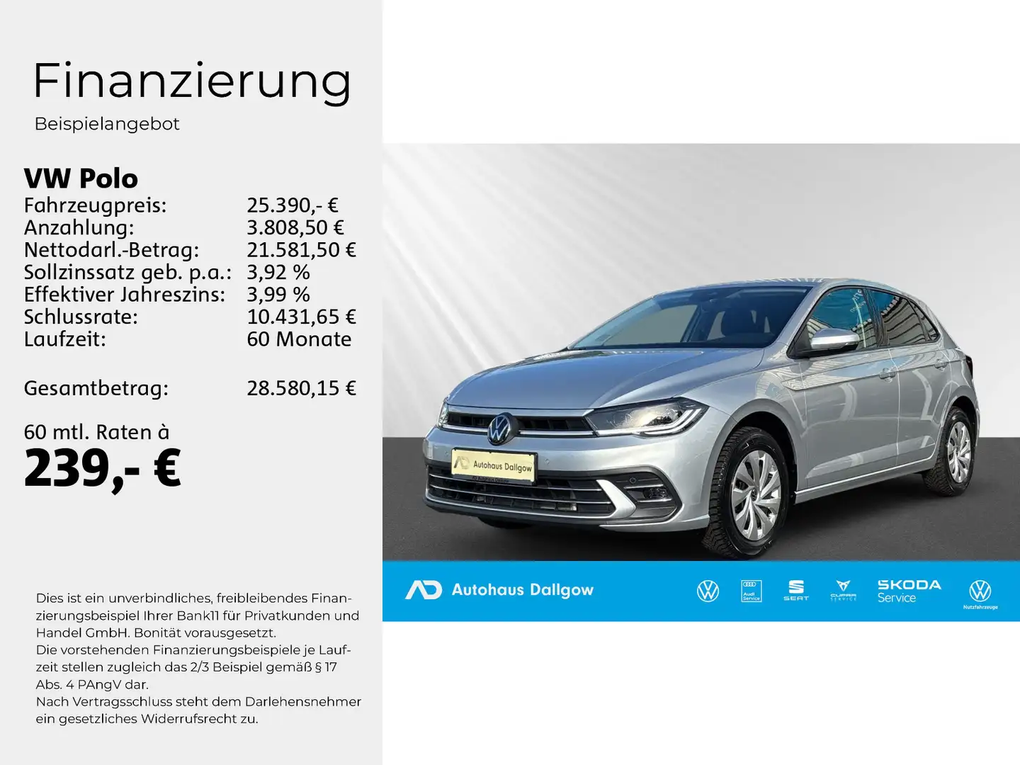 Volkswagen Polo Style 1.0l 116PS*DSG AlarmWifi+Nav+RFK+WiRä Silber - 2