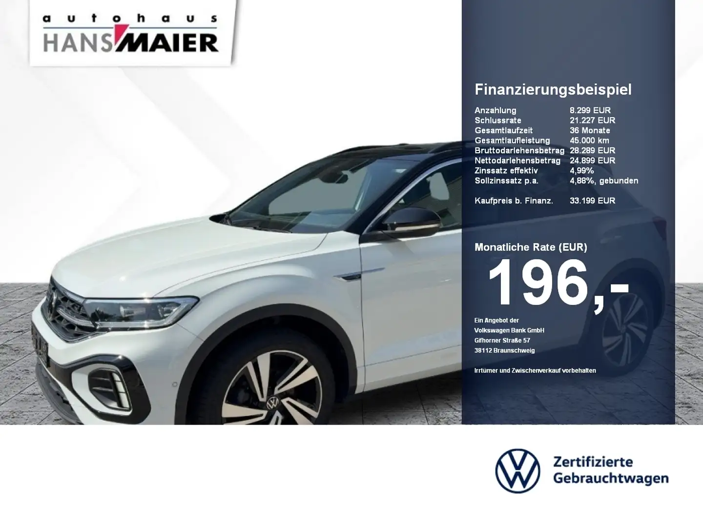 Volkswagen T-Roc R-Line TSI DSG AHK Pano Navi ACC Kam LED Weiß - 1