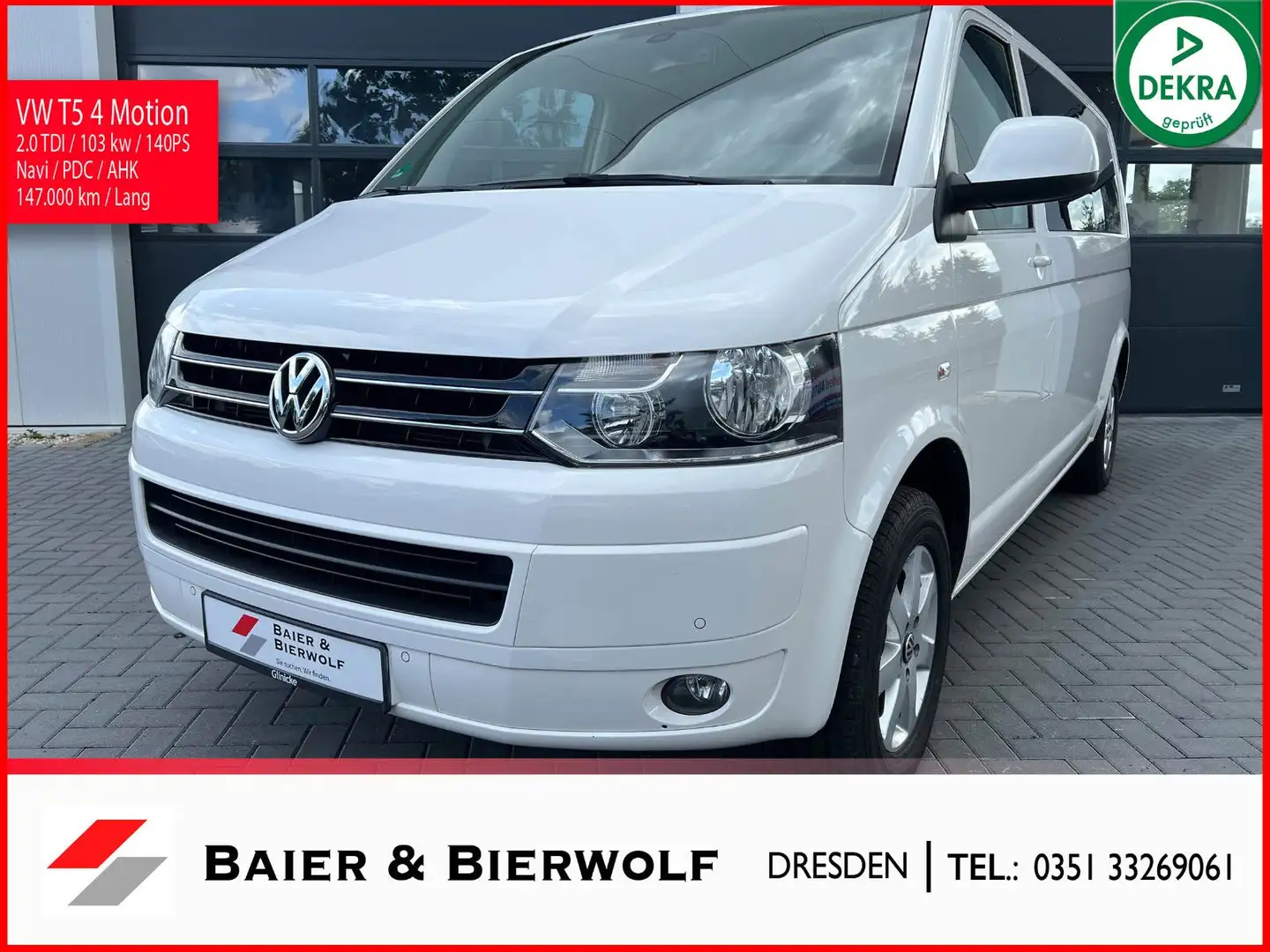 Volkswagen T5 Caravelle Comf. lang 4Motion Allrad 9 Sitzer Wit - 1
