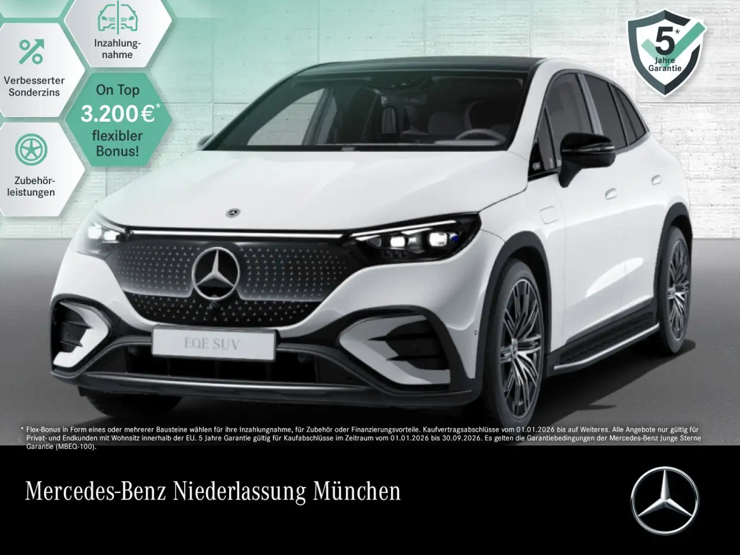 Mercedes-Benz EQE SUV EQE 350 4M AMG+NIGHT+PANO+360+BURMESTER+SITZKLIMA Weiß - 1