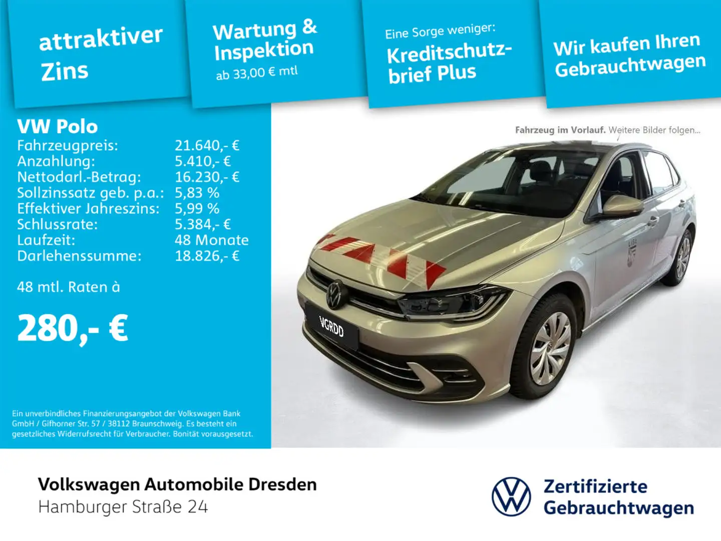 Volkswagen Polo Style 1.0 TSI IQ APP NAVI PDC TRAVEL Silber - 1