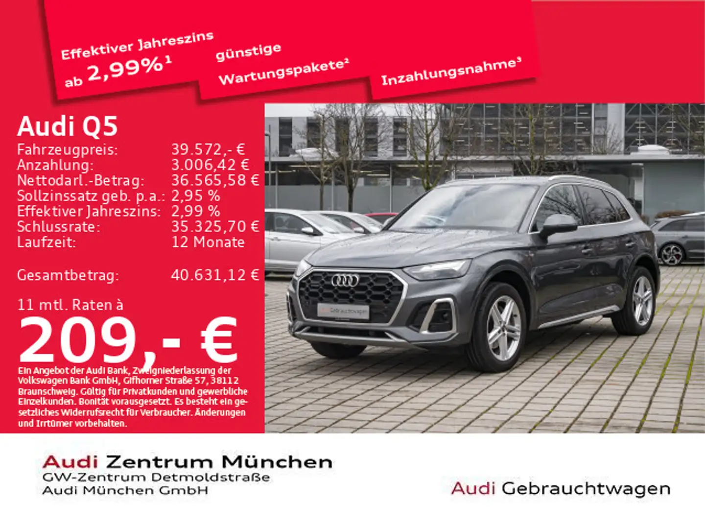 Audi Q5 40 TDI qu. S tronic 2x S line AHK/Virtual+/Ka Grau - 1