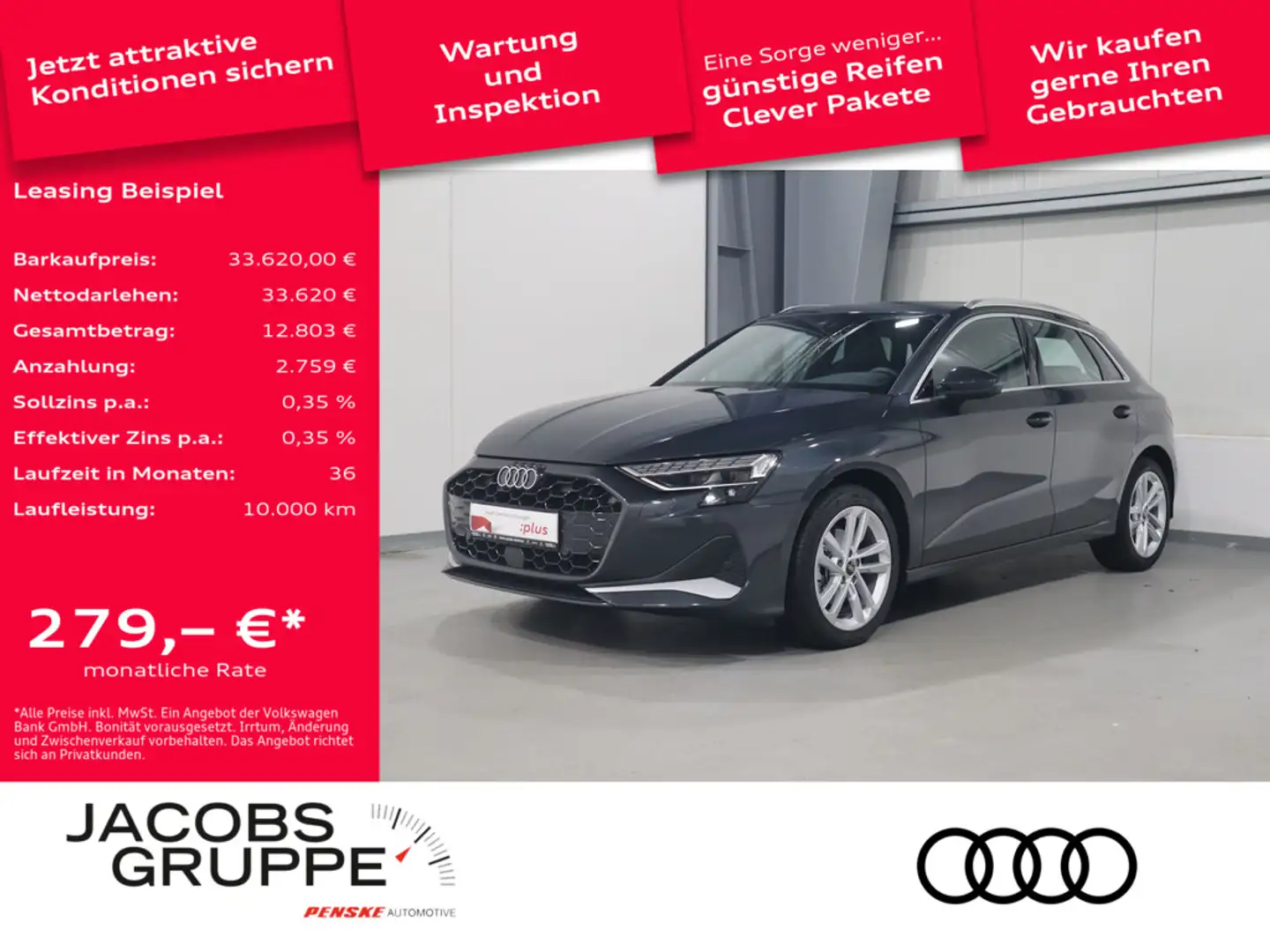 Audi A3 Sportback 35 TDI advanced VC*LED*PDC * Grau - 1