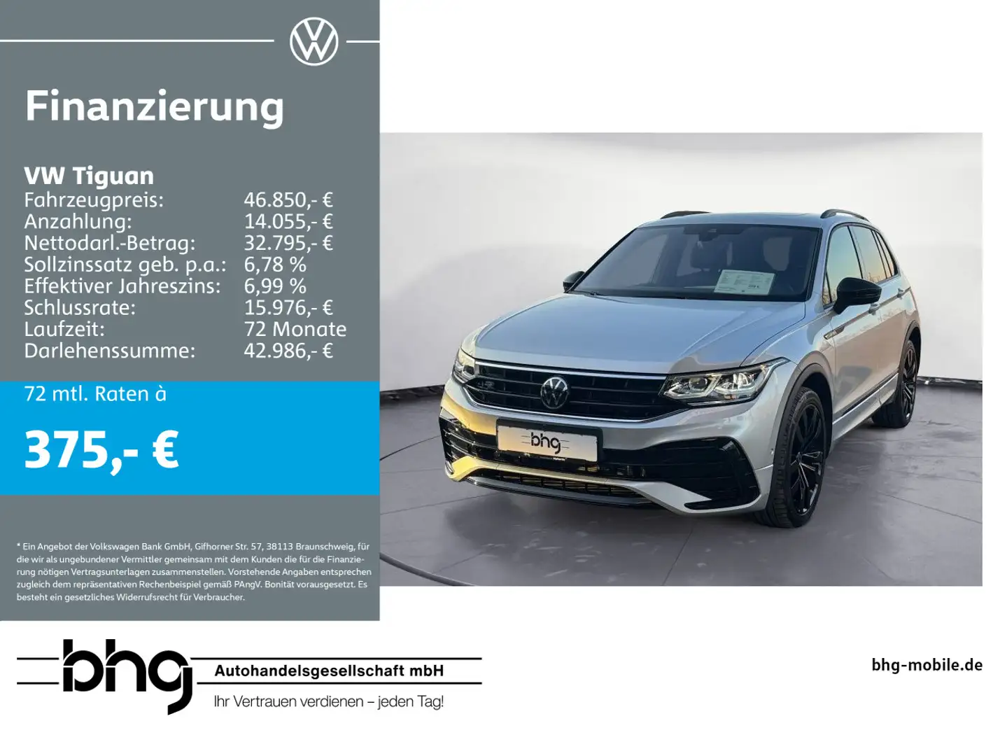 Volkswagen Tiguan 2.0 TDI R-Line DSG AHK PANO HUD Standheiz Silber - 1