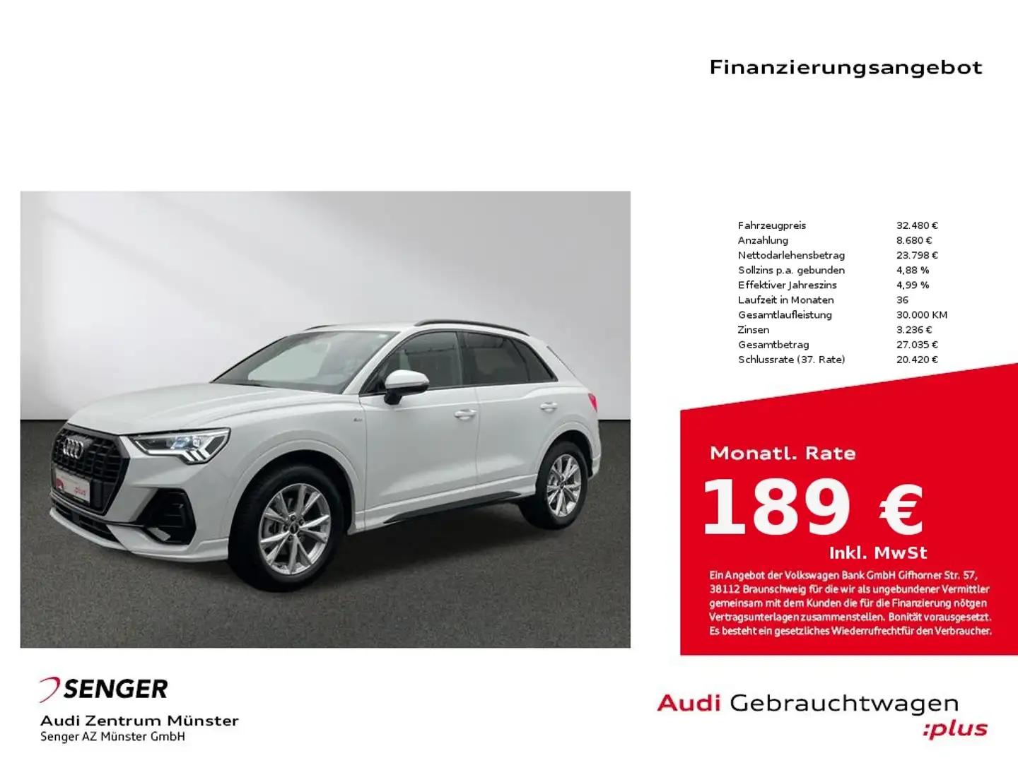 Audi Q3 35 TFSI S line S tronic MMI Navi LED Kamera Weiß - 1