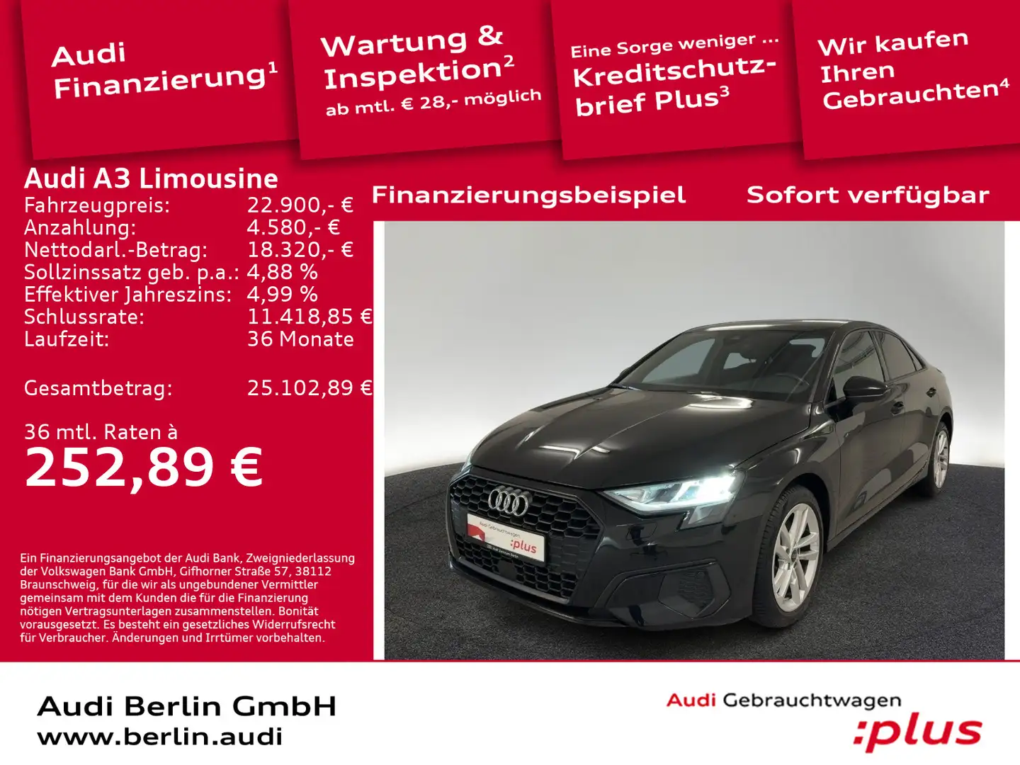 Audi A3 35 TFSI S tr. PDC NAVI VIRTUAL Schwarz - 1