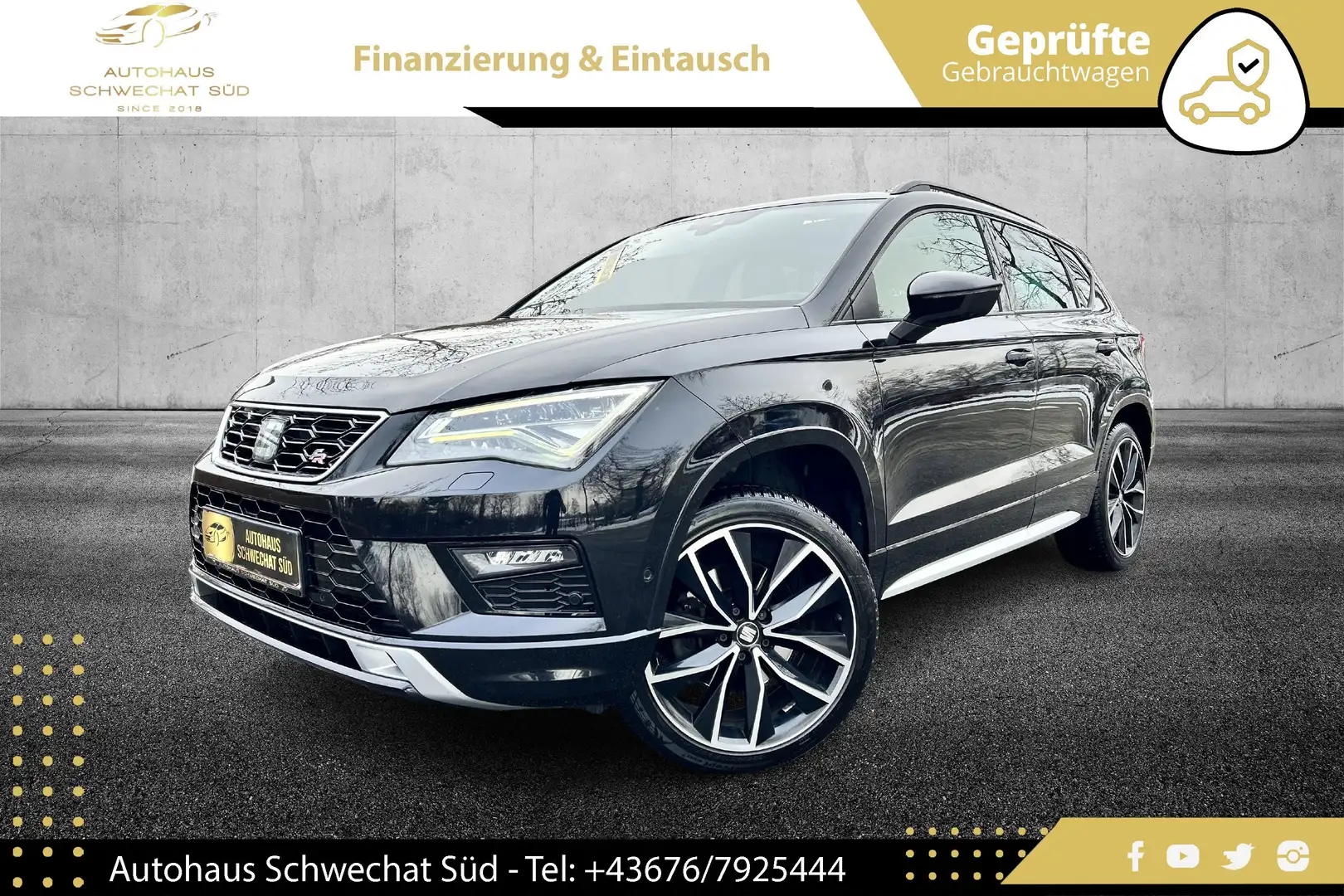 SEAT Ateca 2,0 TSI FR 4Drive//VOLLE HÜTTE//LEDER//PANO// Schwarz - 1