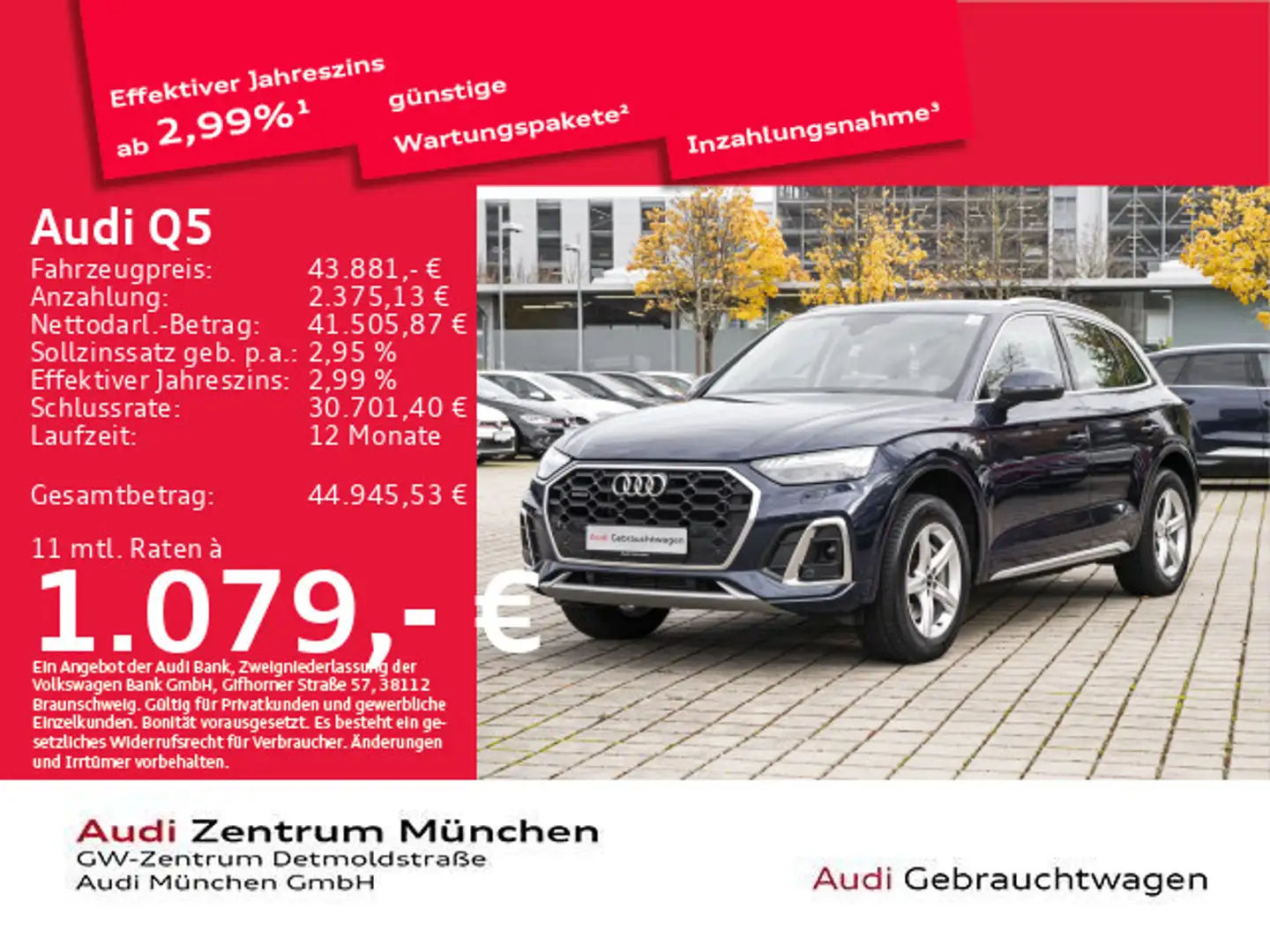 Audi Q5 50 TFSI e qu. S tronic S line Pano/Matrix/ACC Blau - 1