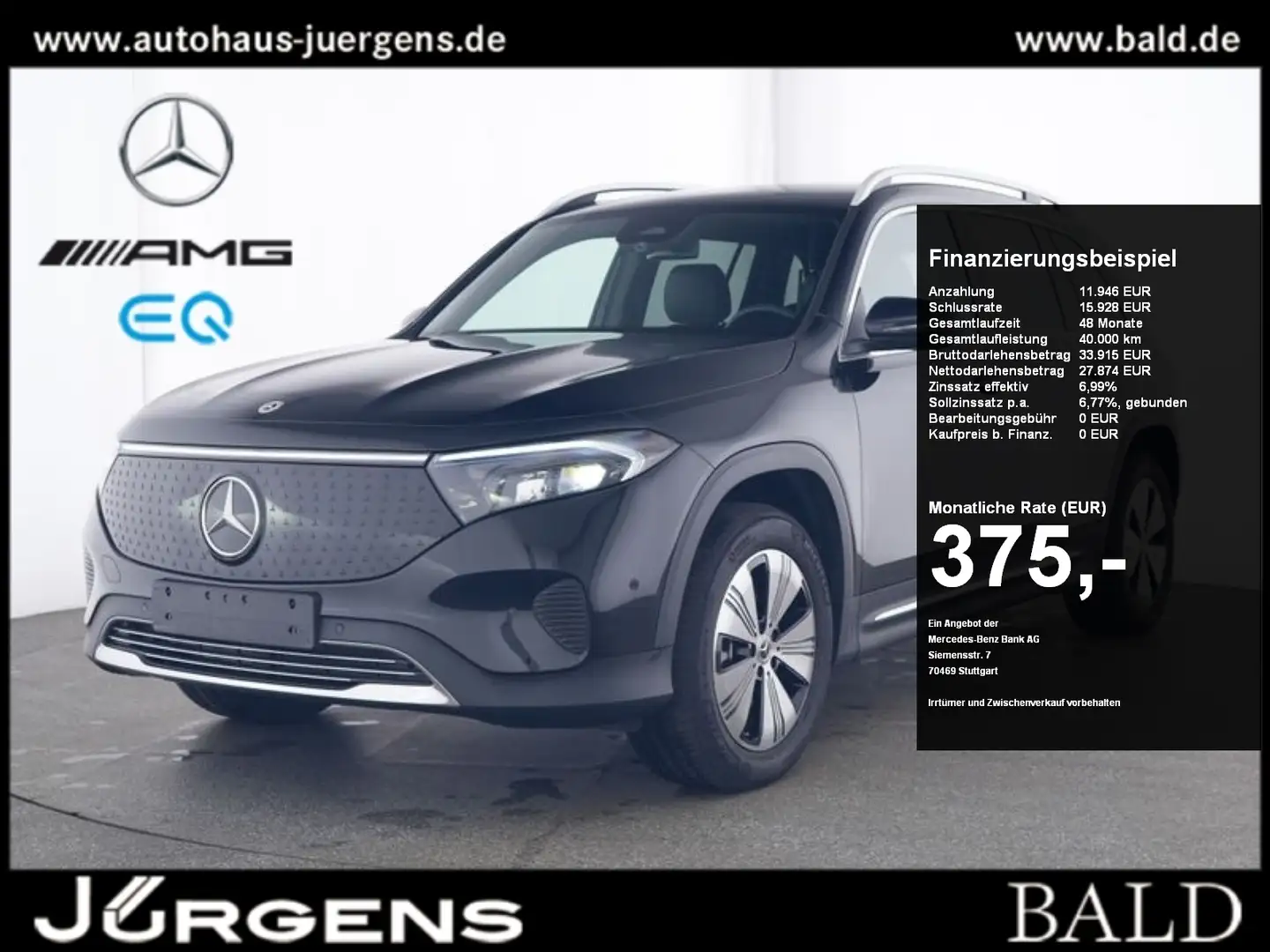 Mercedes-Benz EQB 300 4M Progressive/LED/Cam/Totw/7Sitzer/18' Fekete - 1
