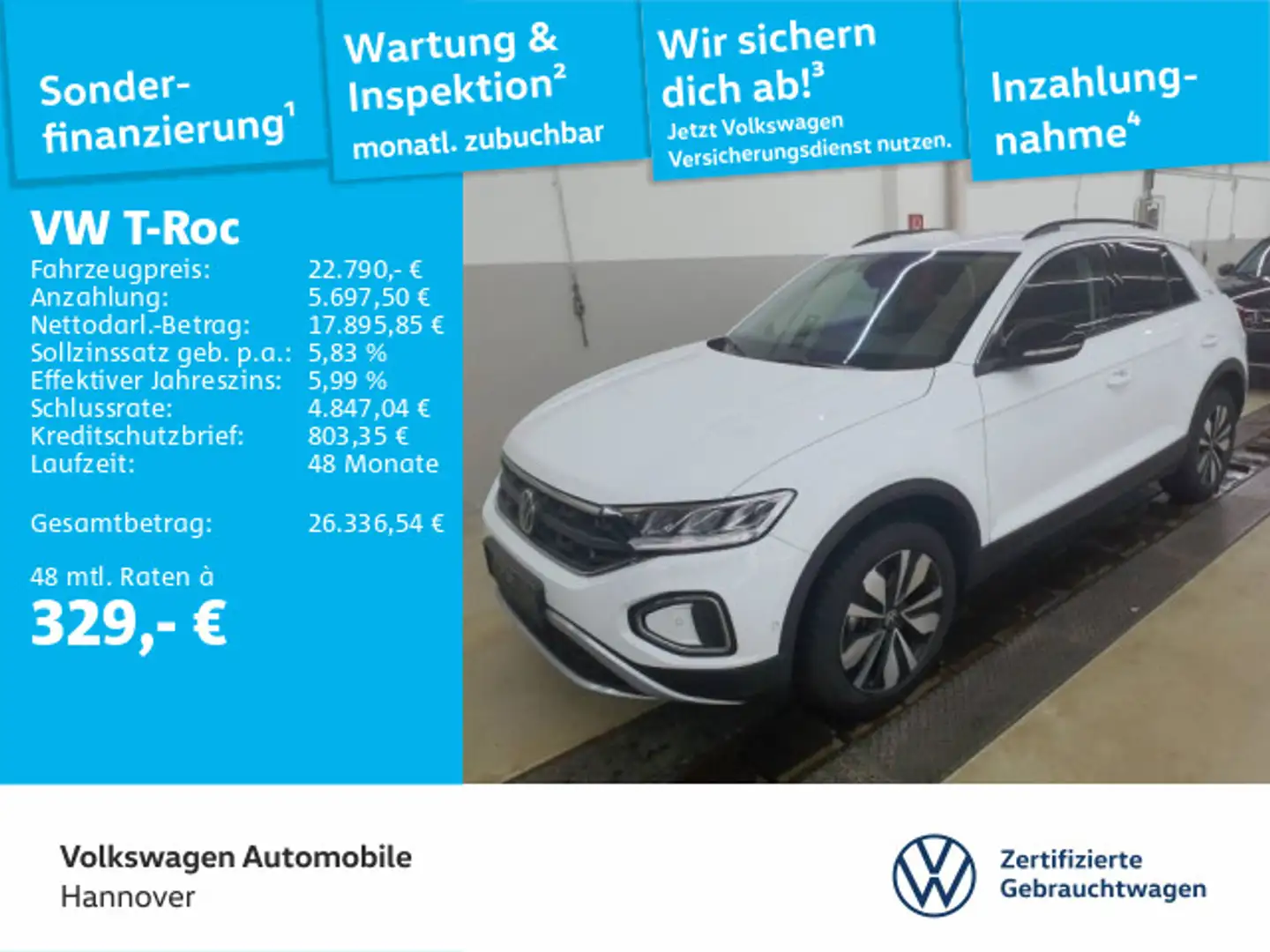 Volkswagen T-Roc 1.0 TSI Goal Navi ACC LED Dig.Cockpit SHZ Weiß - 1