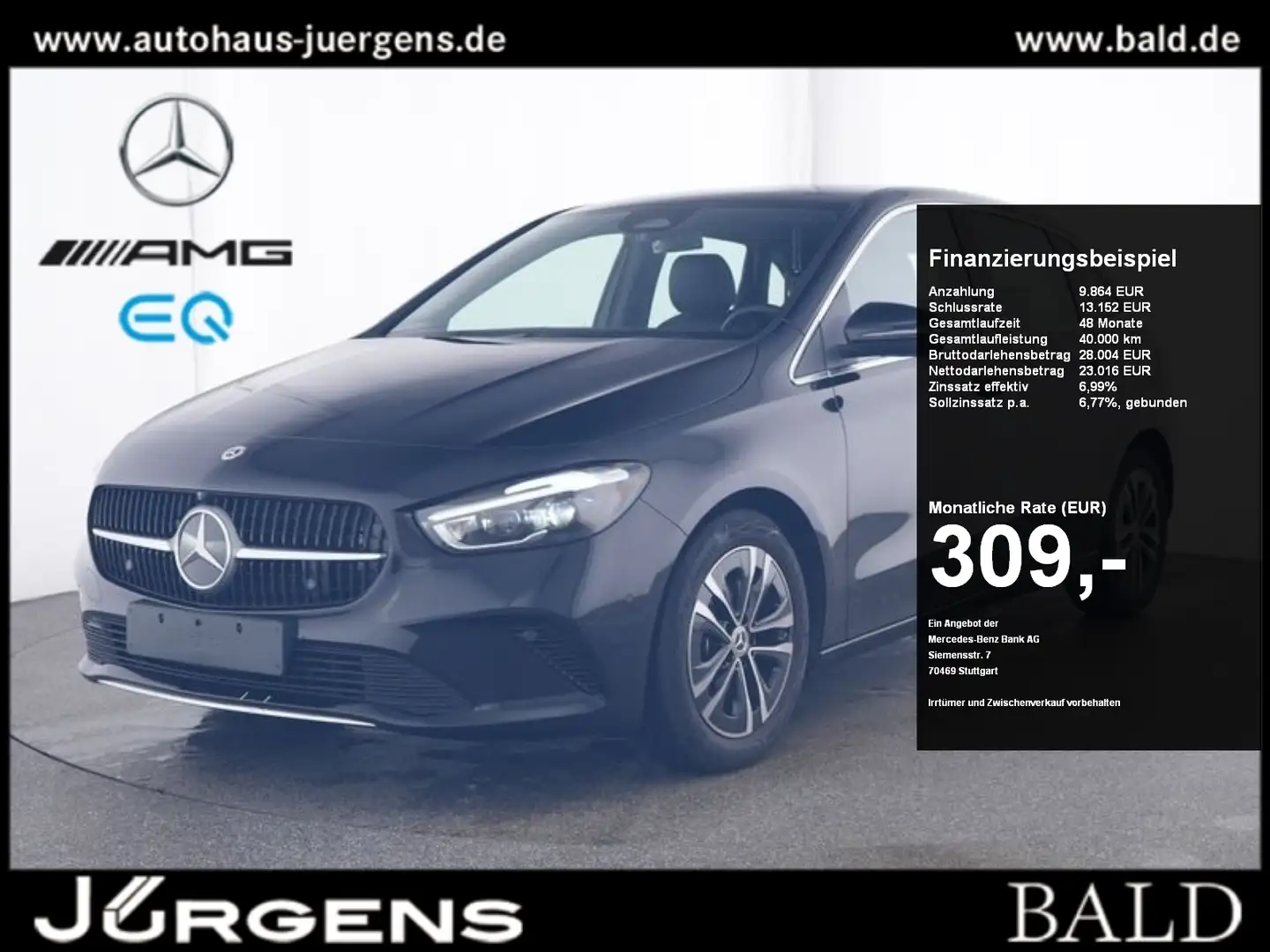 Mercedes-Benz B 200 Progressive/Multibeam/AHK/Cam/Winter/17' Schwarz - 1