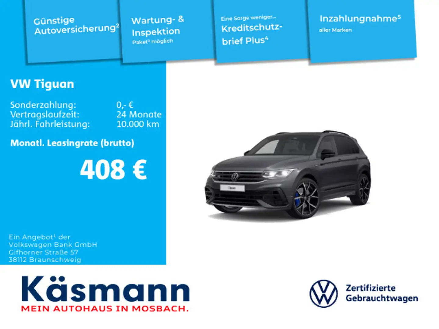 Volkswagen Tiguan R 4Motion R-PERF.-AGA PANO H&K EASYOPEN Grau - 1