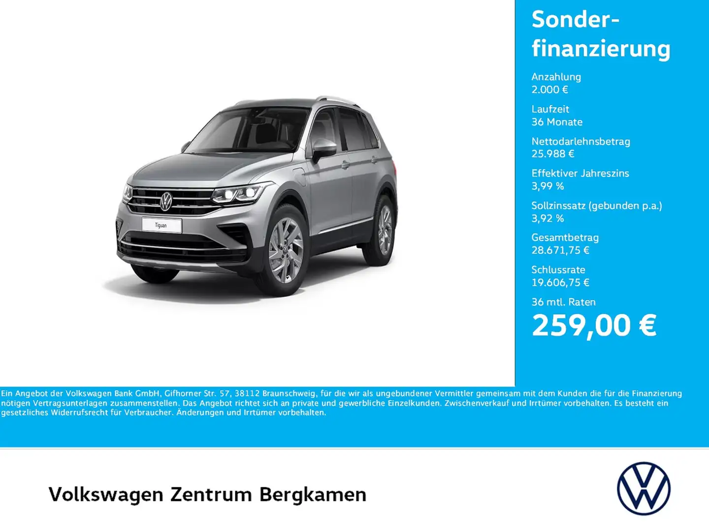 Volkswagen Tiguan 1.4 HYBRID ELEGANCE CAM ACC LM18 NAVI Silber - 1