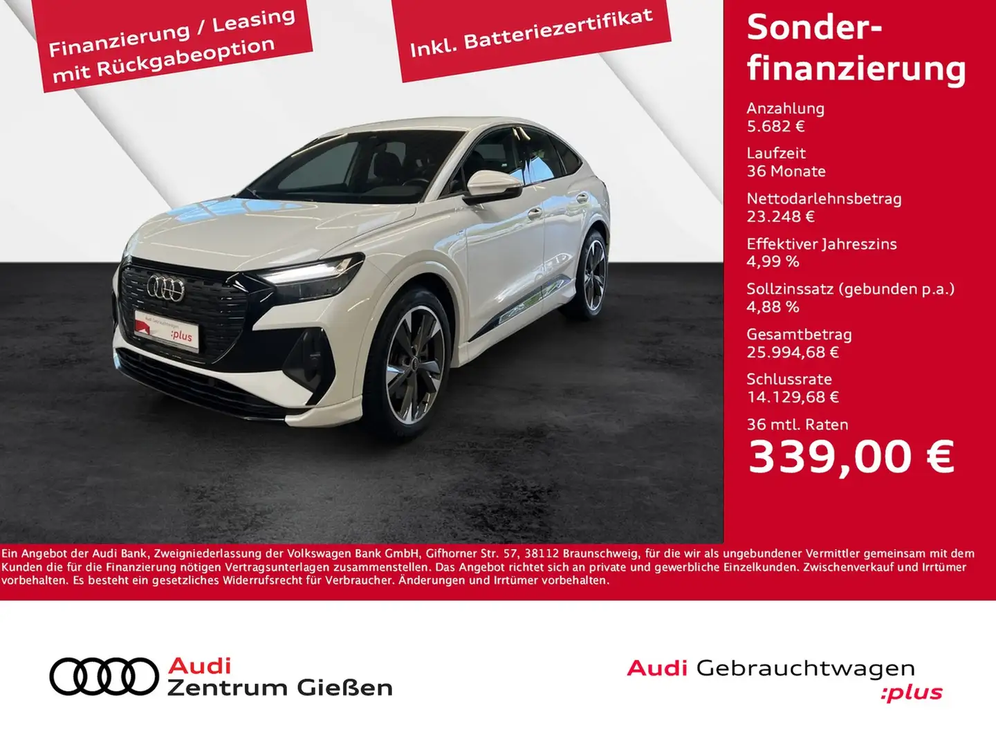 Audi Q4 e-tron Sportback 40 S line Black MMI Navi Plus Blanc - 1