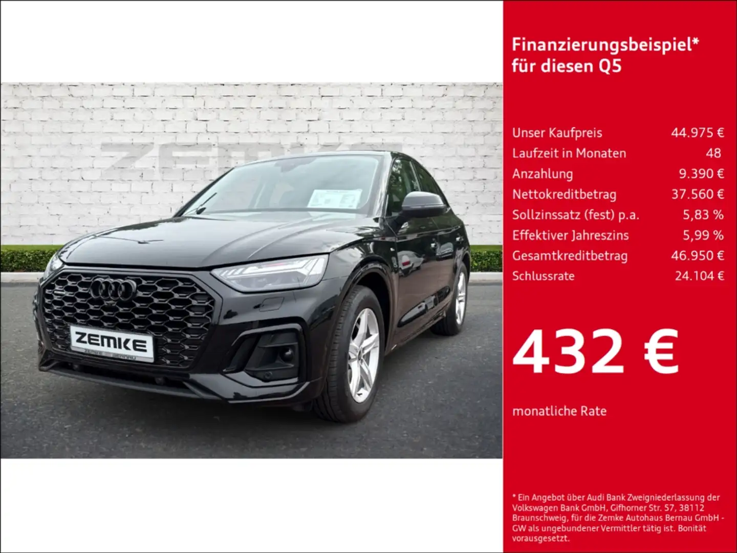 Audi Q5 Sportback 45 TFSI S-tronic quattro S line Luftfede Zwart - 1