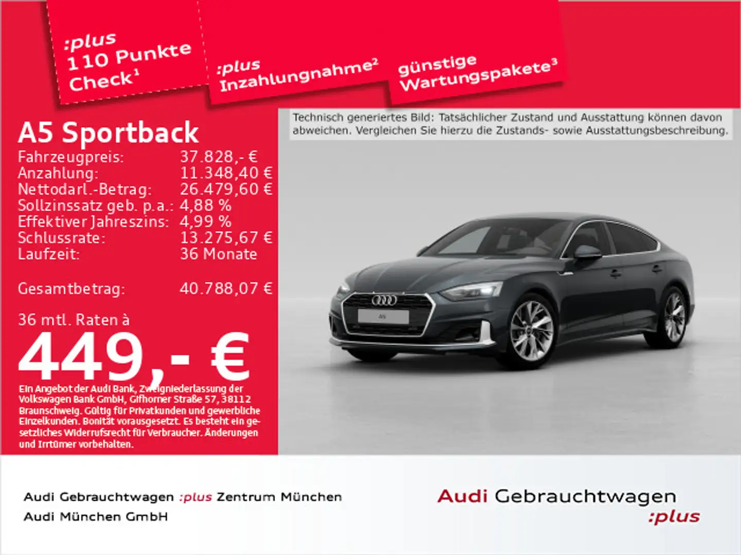 Audi A5 40 TDI S tronic advanced Virtual+/N Grau - 1