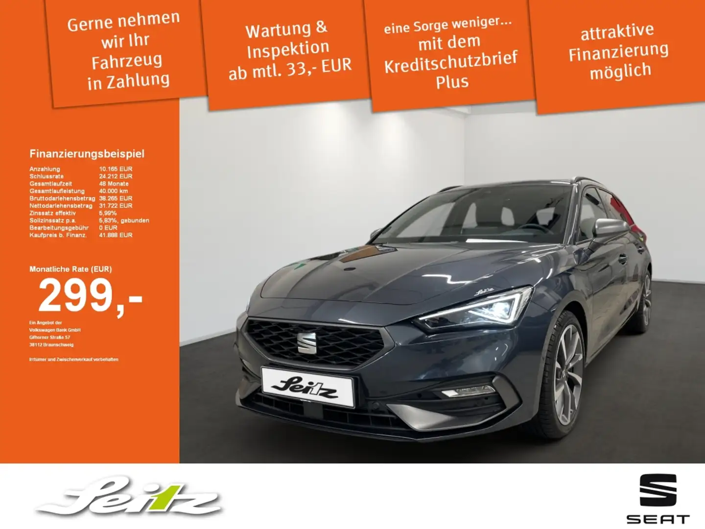 SEAT Leon Sportstourer 2.0 TDI FR *BEATS*PANO*MATRIX* Grau - 1