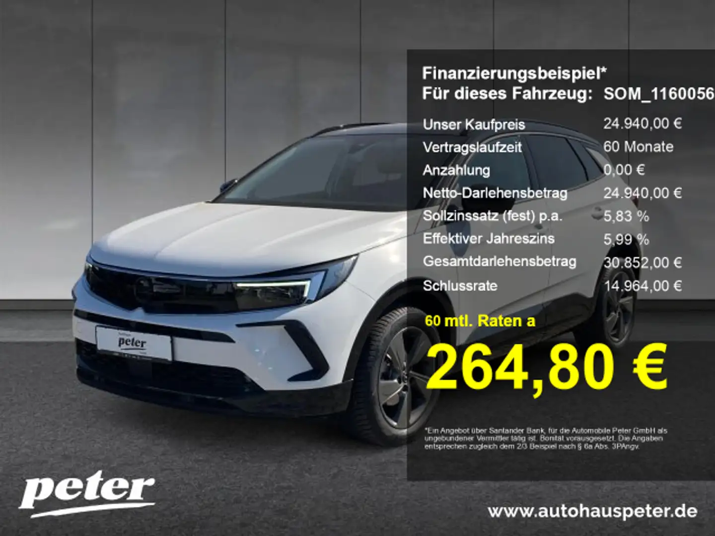 Opel Grandland Grandland 1.2 Turbo GS Line Automatik Alcantara Allwetter (THC) Weiß - 1