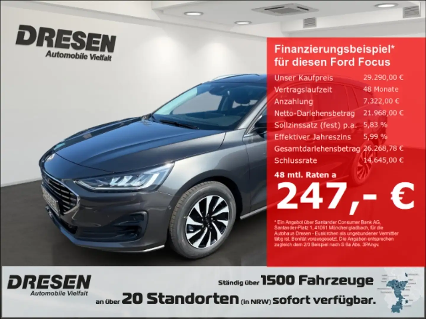 Ford Focus 1.0 Turnier Titanium Sitzheizung/Navi/ACC/Carplay/ Šedá - 1