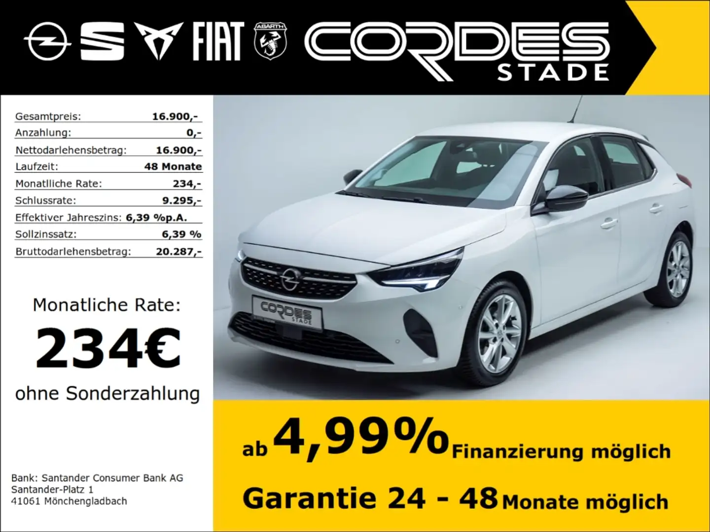 Opel Corsa F Elegance 1.2 Turbo Allwetter PDC VZ-Erkennung (2 Weiß - 1