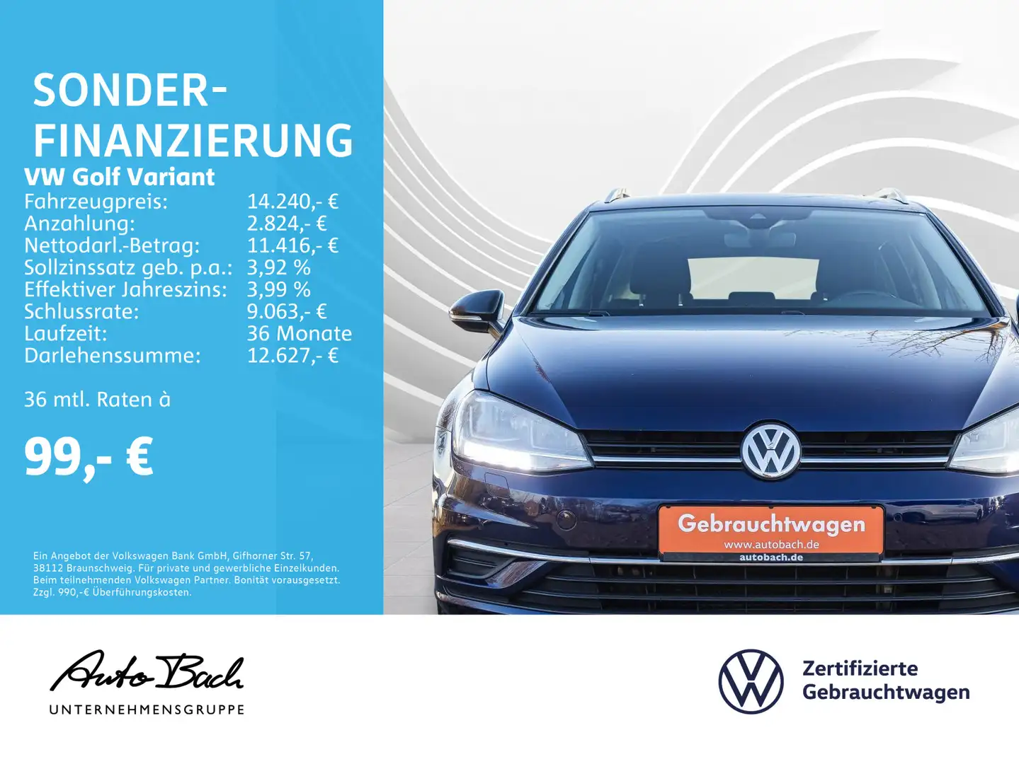 Volkswagen Golf Variant Golf VII Variant 1.0 TSI IQ.DRIVE, Navi, ParkAss Blau - 2