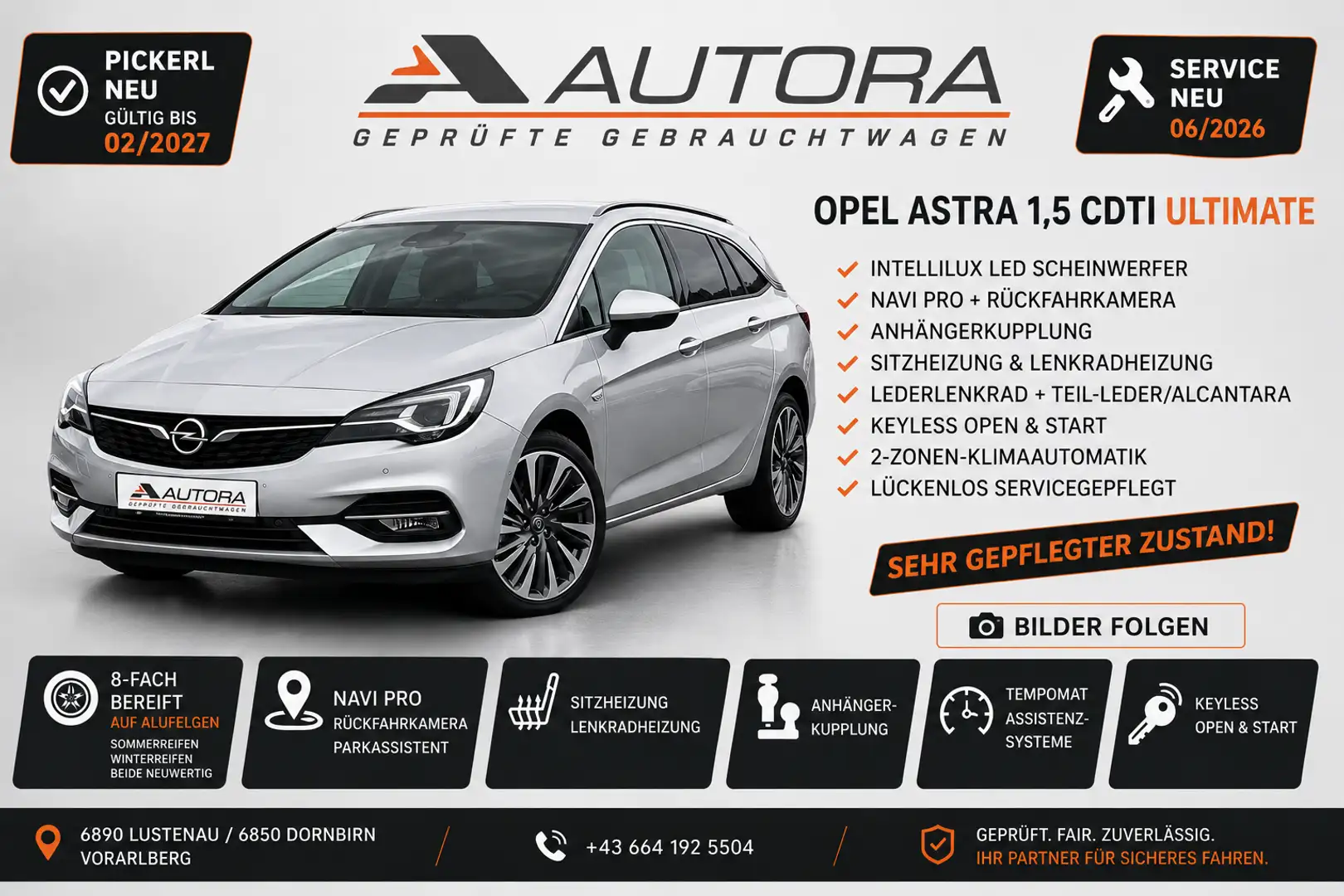 Opel Astra 1,5 CDTI Ultimate / 8 fach bereift Silber - 1