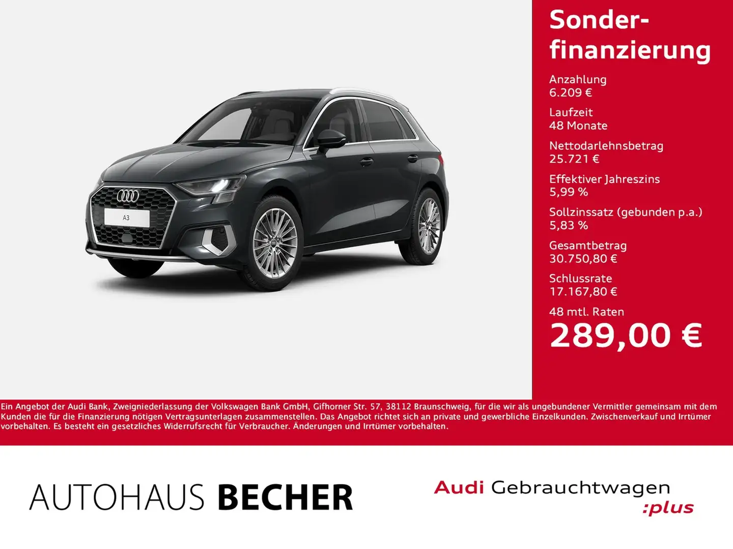 Audi A3 Sprtb. Advanced 35 TFSI S tronic /CarPlay/AHK Grau - 1