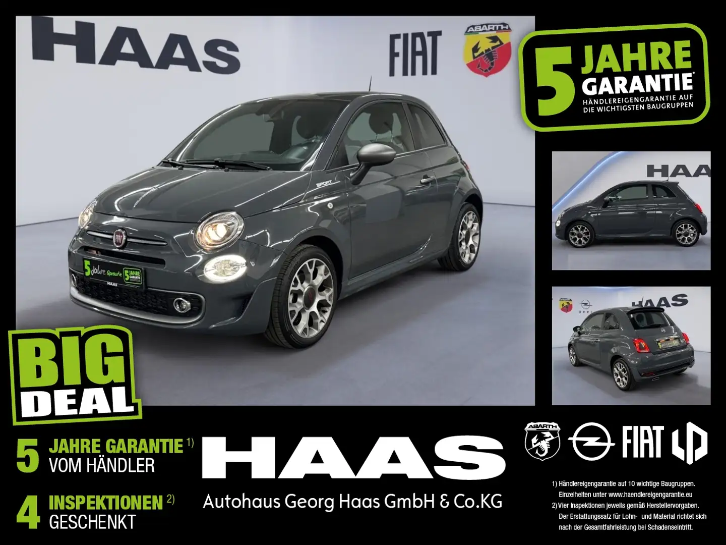Fiat 500 1.0 Sport (2019- ) Panoramadach, Klima Gris - 1
