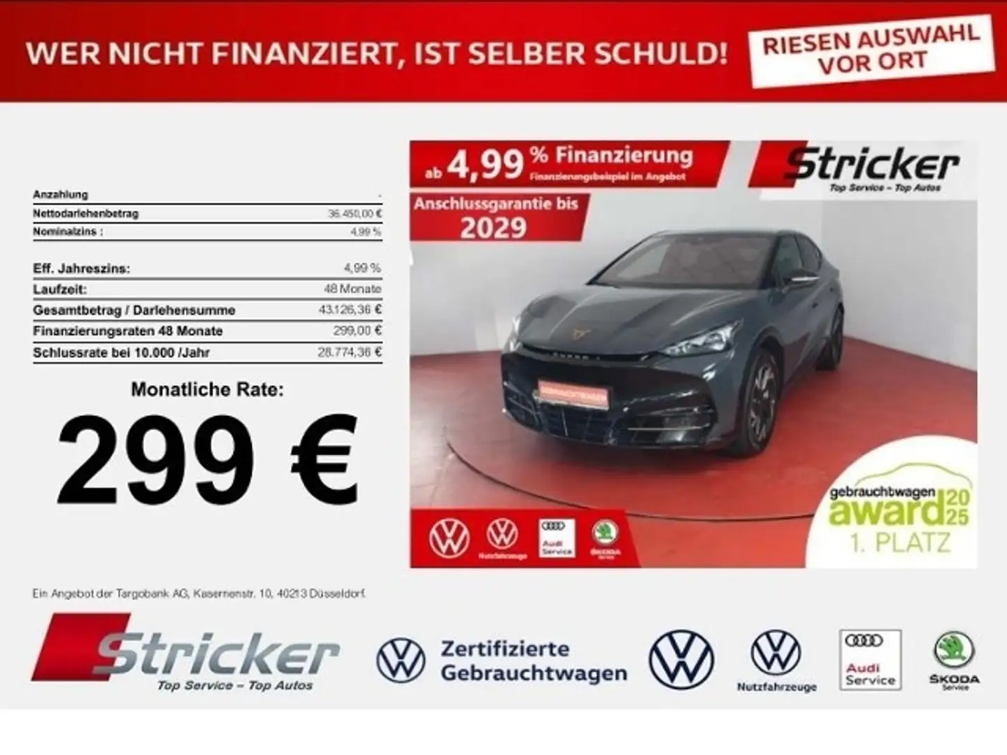 CUPRA Tavascan Endurance 210/77 299,-ohne Anzahlung Navi Matrix Silber - 1