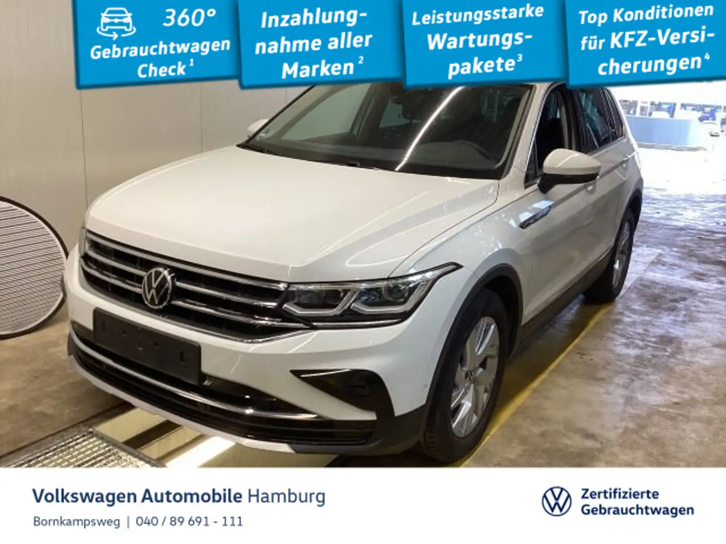 Volkswagen Tiguan 1.5 TSI Elegance DSG AHK ACC Rückfahrkame Weiß - 1